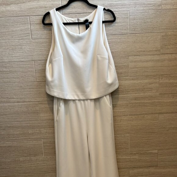 💗Chico's Black Label Cream One-Piece Sleeveless Flared Leg Jumpsuit - Picture 4 of 12